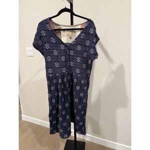 Ace & Jig Indigo Gauze Floral Short Dress Size M Navy River Button